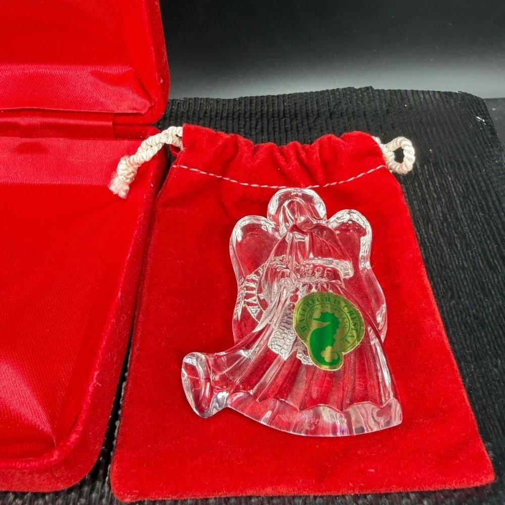 Waterford‎ Crystal 1998 Angel with Horn Ornament Ireland Red Box Pouch 3 Inch